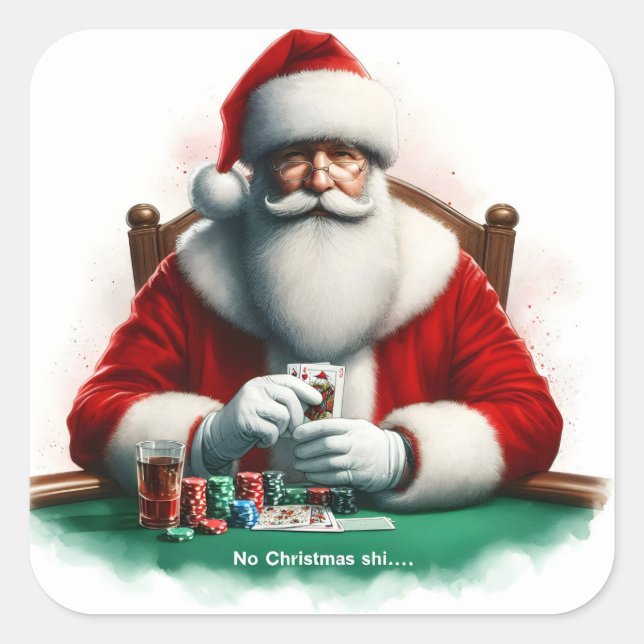 Sticker Carré Santa Playing Cards With Decorations (Devant)