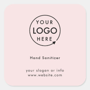 Sticker Carré Santizer à la main   Pink Logo Entreprise