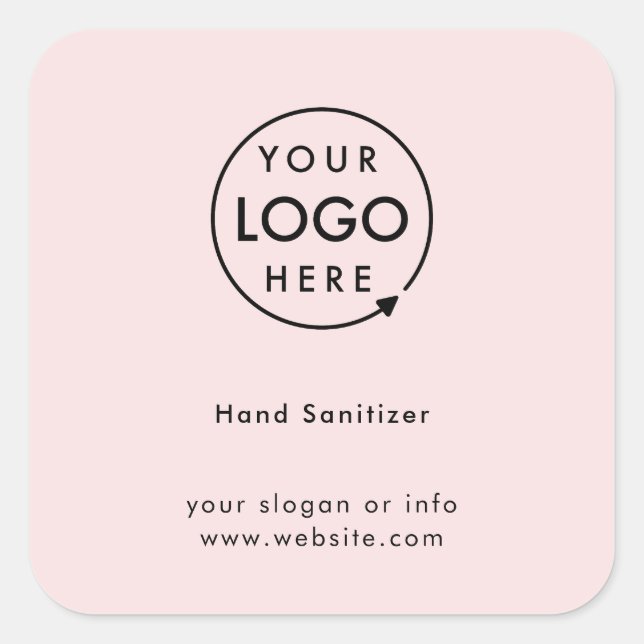 Sticker Carré Santizer à la main | Pink Logo Entreprise (Devant)