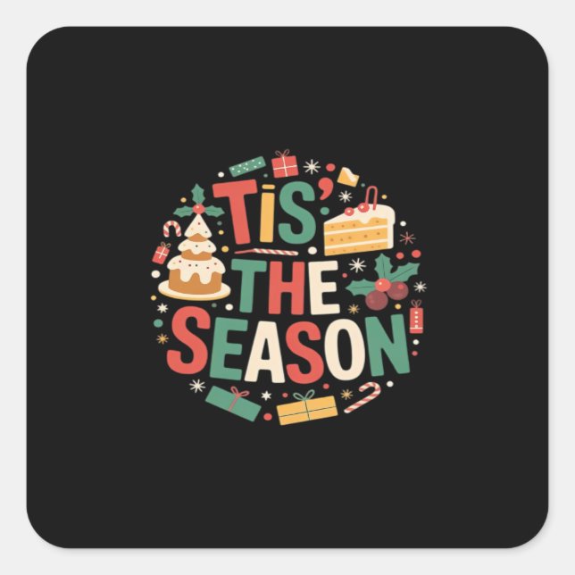 Sticker Carré Sapin de Noël Mignon - C'est la Saison (Devant)