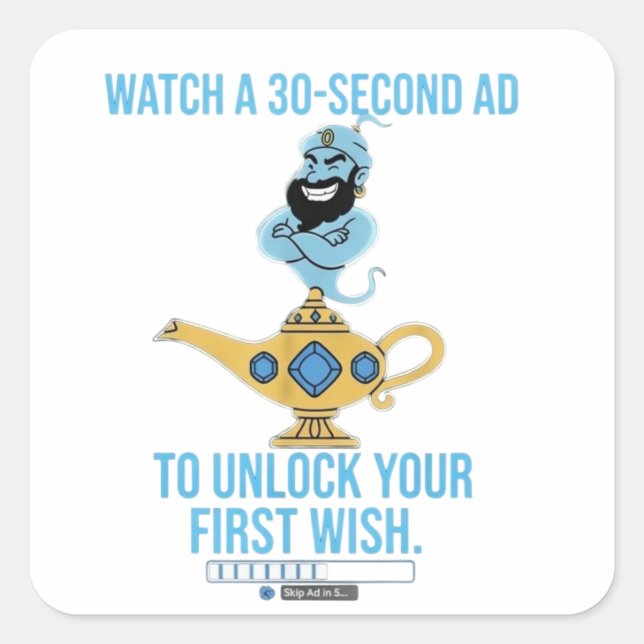 Sticker Carré Sarcastic magic genie wish (Devant)