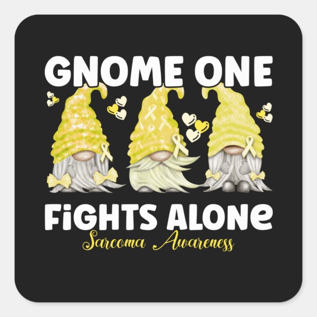 Sticker Carré Sarcome Cancer Sensibilisation Gnome Jaune (Devant)