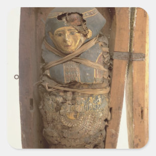 Sticker Carré Sarcophagus and mummified body of Psametic I