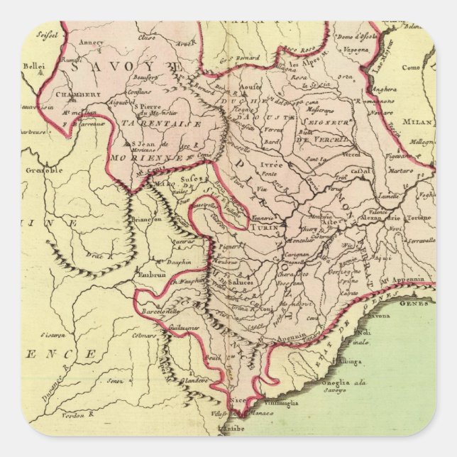 Sticker Carré Sardaigne, France, Italie (Devant)