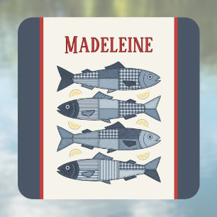 Sticker Carré Sardines Citrons Patchwork Courtepointage Côtier M