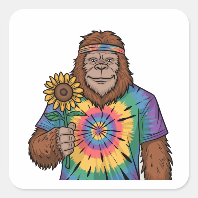 Sticker Carré Sasquatch Hippie (Devant)