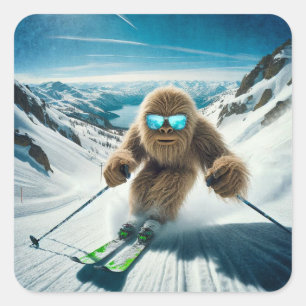 Sticker Carré Sasquatch le skieur