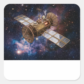 Sticker Carré Satellite de communications Steampunk Starfilled