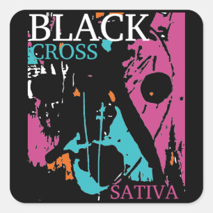 Sticker Carré SATIVA croisé noir