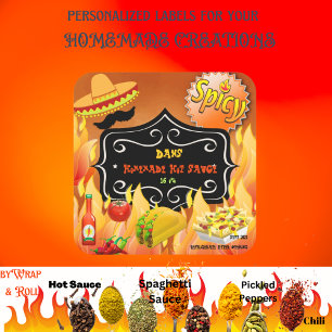 Sticker Carré Sauce chaude colorée personnalisée