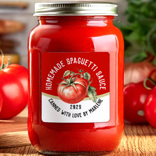 Sticker Carré Sauce de spaguetti maison éditable avec tomate rou