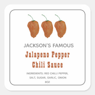 Sticker Carré Sauce Piquante Maison Jalapen Pepper Sauce Chili