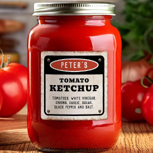 Sticker Carré Sauce tomate comestible avec enseigne vintage roui