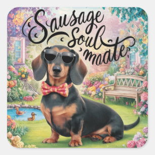 Sticker Carré Saucisse Dachshund Soulmate
