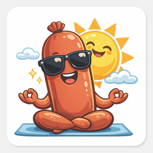 Sticker Carré Saucisse de Yoga (Devant)