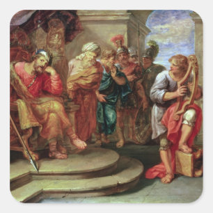 Sticker Carré Saul à l'écoute de David Jouer à la harpe