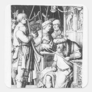 Sticker Carré Saul Écouter David Jouer la harpe