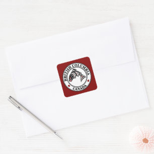 Sticker Carré Saumon vectoriel de l'art natif américain rouge no