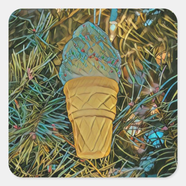 Sticker Carré Saupoudrer de crème glacée (Devant)