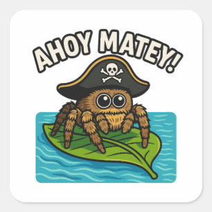 Sticker Carré Sauter Pirate Spider Aventure Capitaine Webbeard