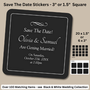 Sticker Carré Sauvegarder la date - Noir & Blanc avec défilement