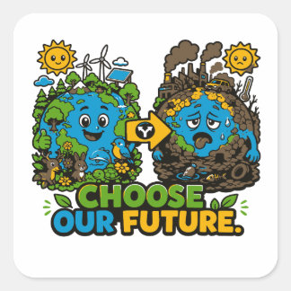 Sticker Carré Sauver le climat de la Terre Éco 