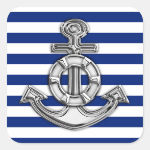 Sticker Carré Sauveur de style Chrome sur rayures nautiques