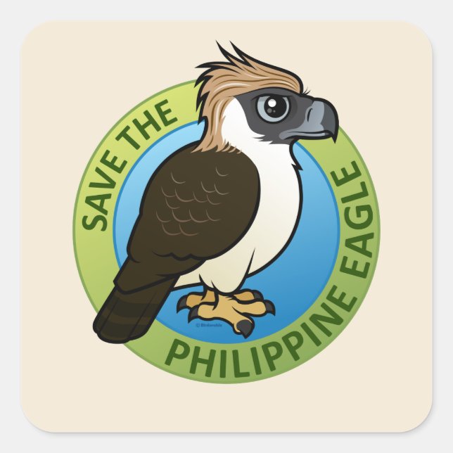 Sticker Carré Sauvez l'aigle des Philippines (Devant)