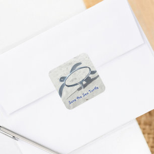 Sticker Carré Sauvez le Jour des terres des tortues marines Sauv