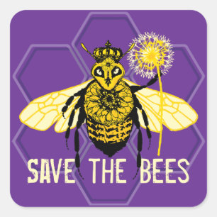 Sticker Carré Sauvez les abeilles