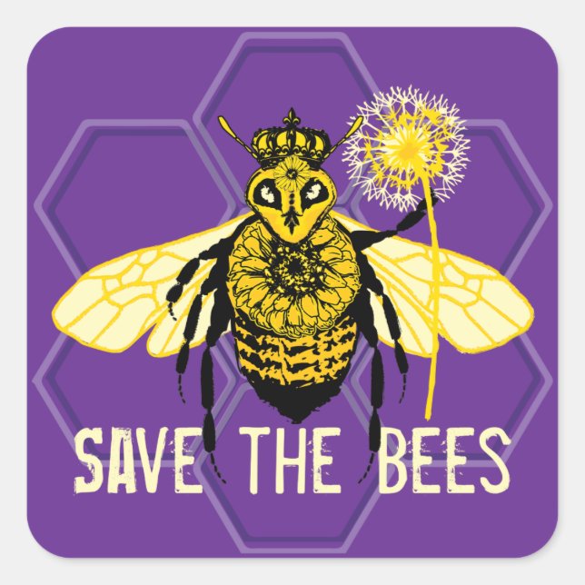 Sticker Carré Sauvez les abeilles (Devant)