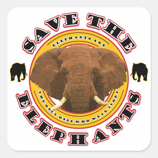 Sticker Carré Sauvez les éléphants (Devant)