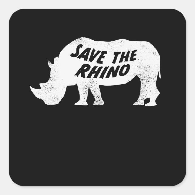 Sticker Carré Sauvez les rhinocéros anti-braconnage Rhino (Devant)