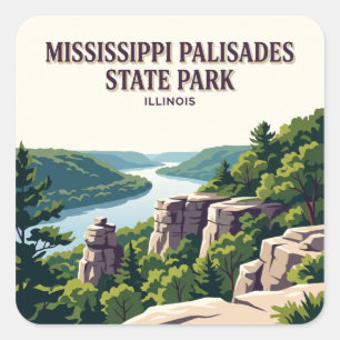 Sticker Carré Savane du Mississippi Palisades State Park Illinoi