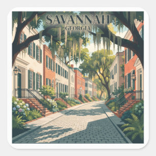 Sticker Carré Savane Géorgie Voyage Souvenir