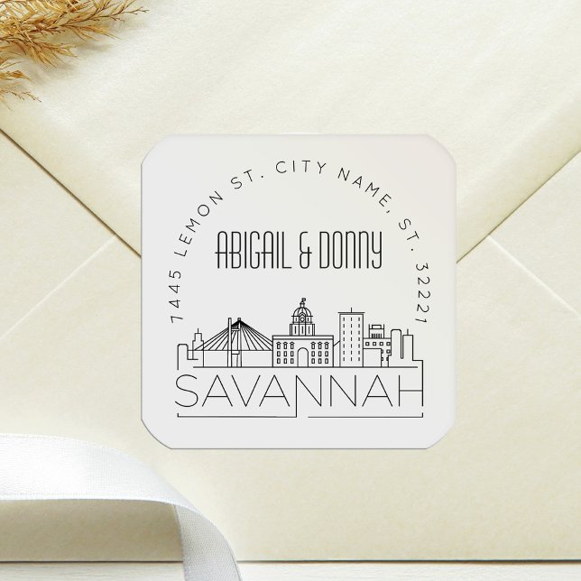 Sticker Carré Savannah Mariage | Sceau d'enveloppe préadressé (Créateur téléchargé)