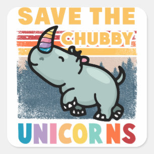 Sticker Carré Save The Chubby Unicorns