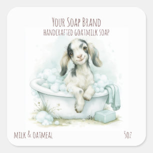 Sticker Carré Savon au Lait de Chèvre Bébé Chèvre dans une Baign