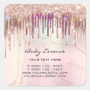 Sticker Carré Savon Balm Cosmetique Corps Rose Gouttes