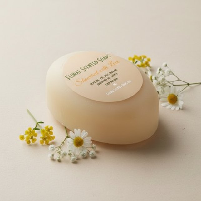 Sticker Carré Savon de Faveur de Douche Florale Bébé « Douche d' (Créateur téléchargé)
