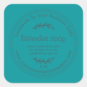 Sticker Carré Savon de lavande à main rustique Viridian Vert