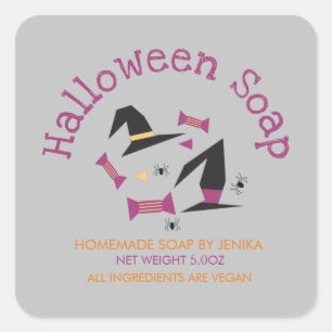 Sticker Carré Savon d'Halloween Artisanal Produit d'Entreprise