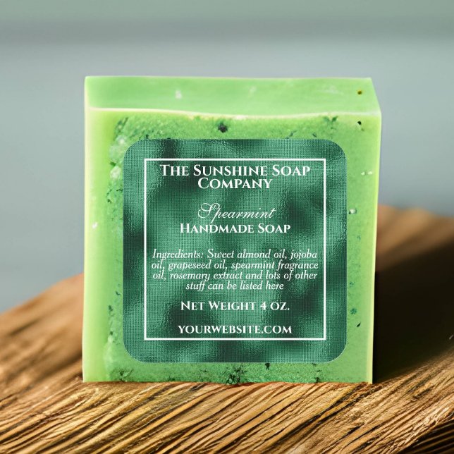 Sticker Carré savon et cosmétiques en feuille verte de style vin (Créateur téléchargé)