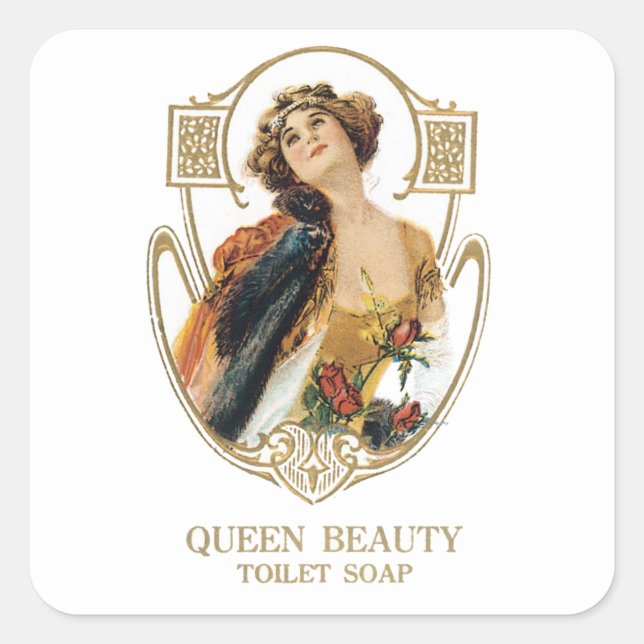 Sticker Carré Savon toilette Queen Beauty (Devant)