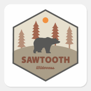 Sticker Carré Sawtooth Wilderness Ours Idaho