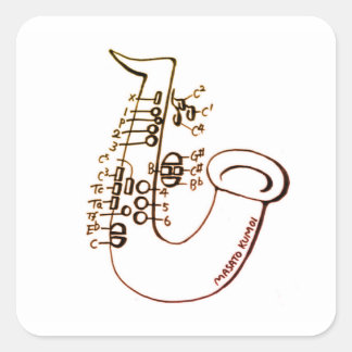 Sticker Carré saxophone fingering