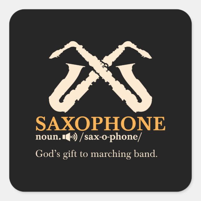 Sticker Carré Saxophone - Saxophone - Définition (Devant)