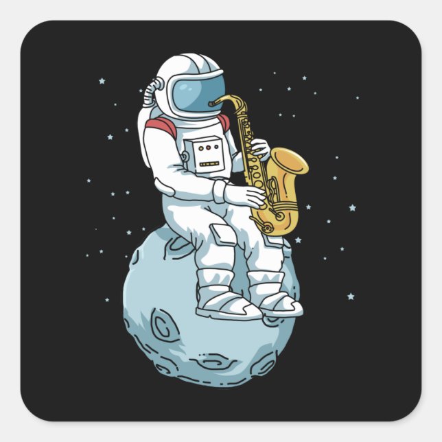 Sticker Carré Saxophone Saxophoniste Cadeaux Jazz Musique Saxoph (Devant)