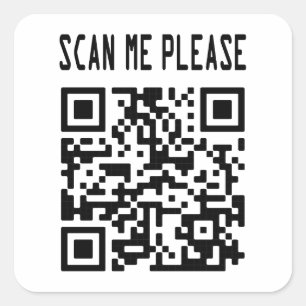 Sticker Carré Scan Me Please QR Code - Smile, It's Free