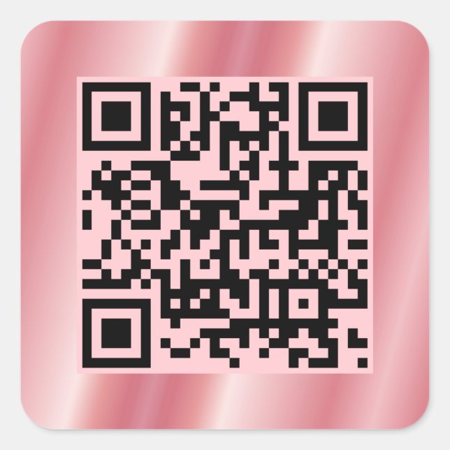 Sticker Carré Scann Me QR Code Elegant Rose Gold Client (Devant)